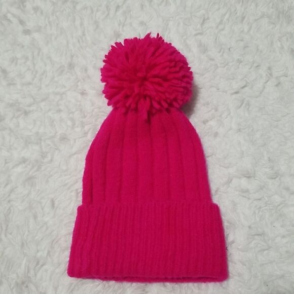 Pink Pompom Beanie Hat - Picture 1 of 4